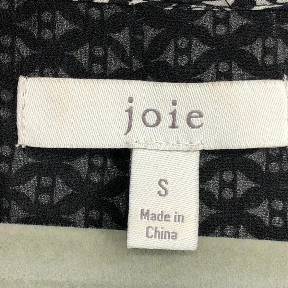 Joie Black  & White V-neck Zaida Ruffled Silk Top Elasticated Waist size S - Picture 5 of 16